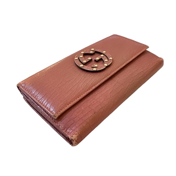 Authentic Gucci Pink/ Mauve Double Interlocking G Studs  Long Wallet - Picture 5 of 13